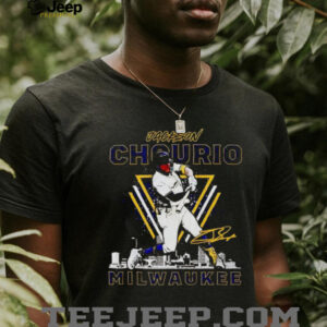Jackson Chourio Milwaukee skyline swing signature shirt
