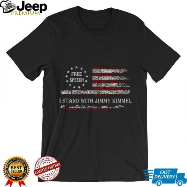 Jimmy Kimmel Free speech I stand with Jimmy Kimmel American flag retro shirt