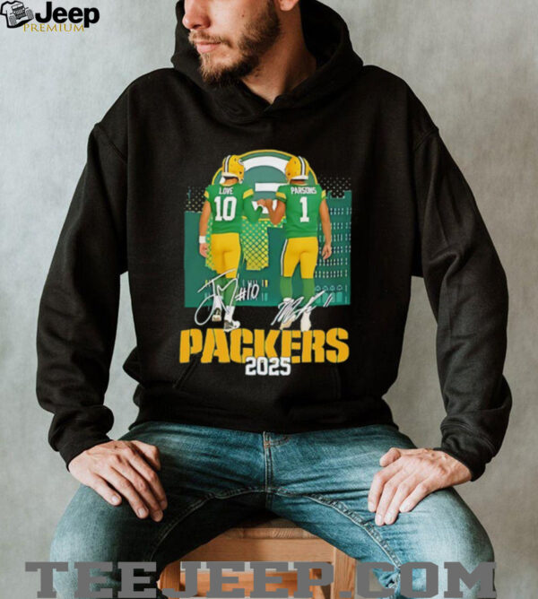 Jordan Love and Micah Parsons Green Bay Packers 2025 signatures shirt