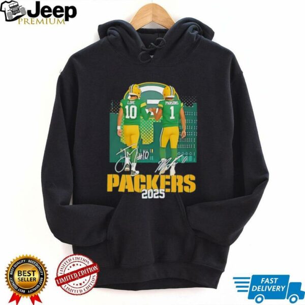 Jordan Love and Micah Parsons Green Bay Packers 2025 signatures shirt