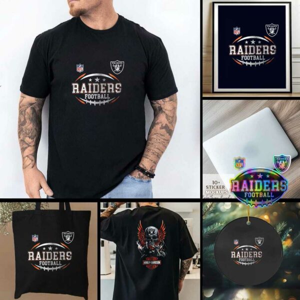 Las Vegas Raiders NFL Harley Davidson motorcycle graphic shirt