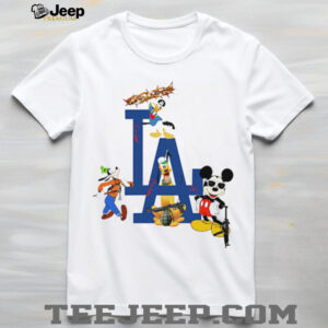 Los Angeles Dodgers Disney cartoon character mashup shirt
