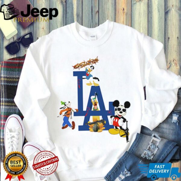 Los Angeles Dodgers Disney cartoon character mashup shirt