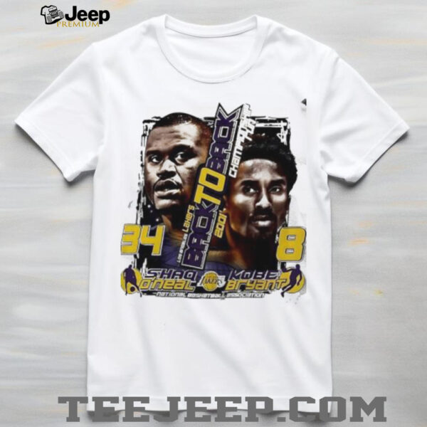 Los Angeles Lakers 34 Shaq 8 Kobe Back to Back 2001 Championship shirt