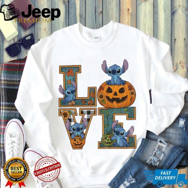 Love Stitch pumpkin spooky season Halloween 2025 shirt