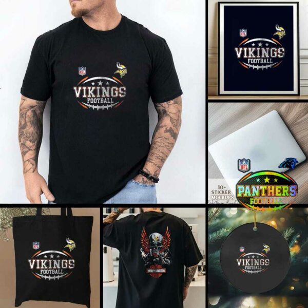 Minnesota Vikings NFL Harley Davidson motorcycle graphic shirt