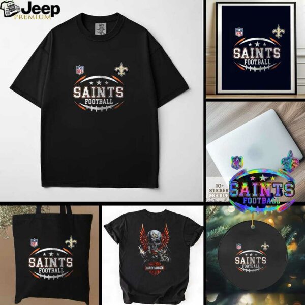 New Orleans Saints NFL Harley Davidson motorcycle graphic shirt