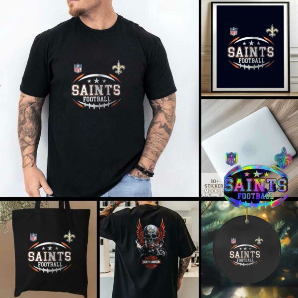 New Orleans Saints NFL Harley Davidson motorcycle graphic shirt