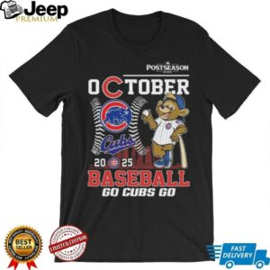 Official Chicago Cubs October 2025 Baseball Go Cubs Go Mascot Shirt
