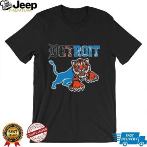 Official Detroit Tigers And Detroit Lions Mix Mascot 2025 Shirt Official Detroit Tigers And Detroit Lions Mix Mascot 2025 Shirt