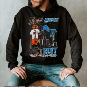 Official Detroit Tigers And Detroit Lions My City My Team My Life Mascot Shirt