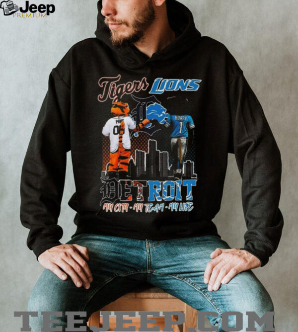 Official Detroit Tigers And Detroit Lions My City My Team My Life Mascot Shirt