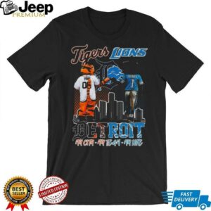 Official Detroit Tigers And Detroit Lions My City My Team My Life Mascot Shirt