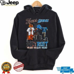 Official Detroit Tigers And Detroit Lions My City My Team My Life Mascot Shirt