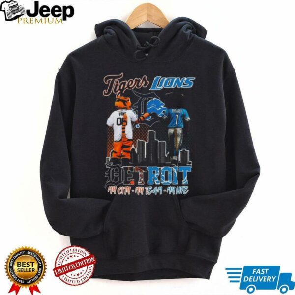 Official Detroit Tigers And Detroit Lions My City My Team My Life Mascot Shirt