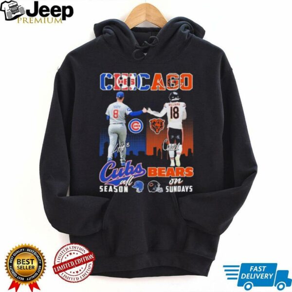 Official Ian Happ X Caleb Williams Chicago Cubs All Season Chicago Bears On Sundays Signatures T shirts