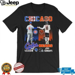 Official Ian Happ X Caleb Williams Chicago Cubs All Season Chicago Bears On Sundays Signatures T shirts