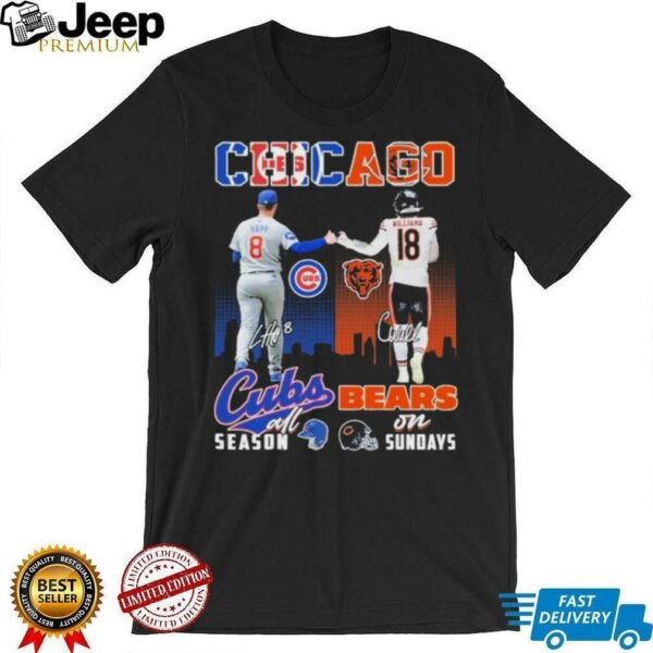 Official Ian Happ X Caleb Williams Chicago Cubs All Season Chicago Bears On Sundays Signatures T shirts