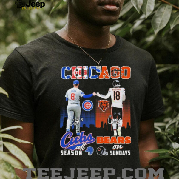 Official Ian Happ X Caleb Williams Chicago Cubs All Season Chicago Bears On Sundays Signatures T shirts