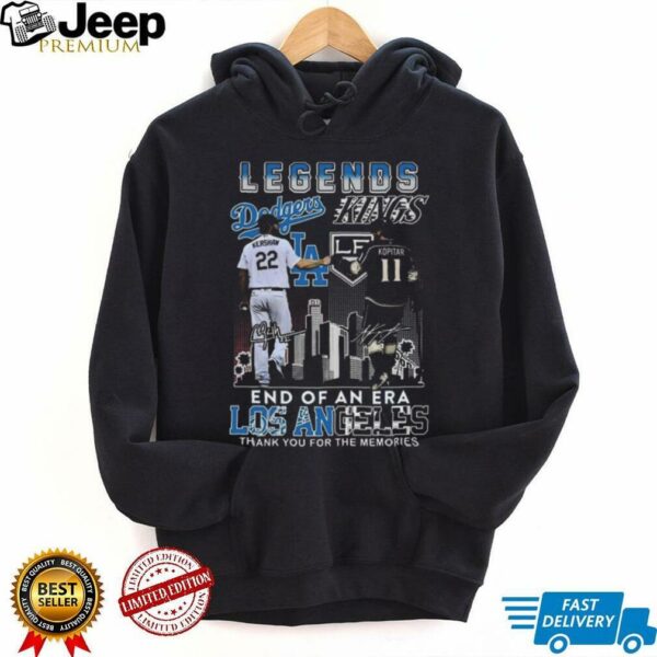 Official Los Angeles Dodgers Los Angeles Kings Legends End Of An Era Thank You For The Memories Signatures Shirt