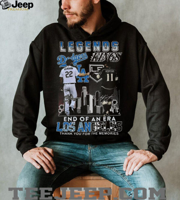 Official Los Angeles Dodgers Los Angeles Kings Legends End Of An Era Thank You For The Memories Signatures Shirt