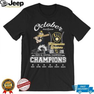 Official Milwaukee Brewers Mascot October Postseason 2025 NL Central Champions 2011 2925 Shirt Official Milwaukee Brewers Mascot October Postseason 2025 NL Central Champions 2011 2925 Shirt