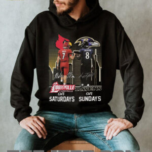Official Moss Louisville Cardinals On Saturdays And Jackson Baltimore Ravens On Sundays Signatures 2025 Shirt
