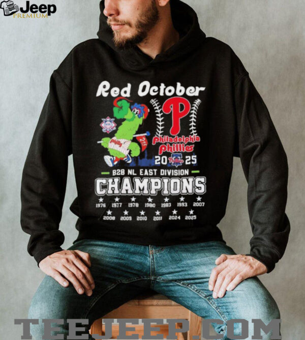Official Philadelphia Phillies Back 2 Back NL East Division Champions Red October Shirt