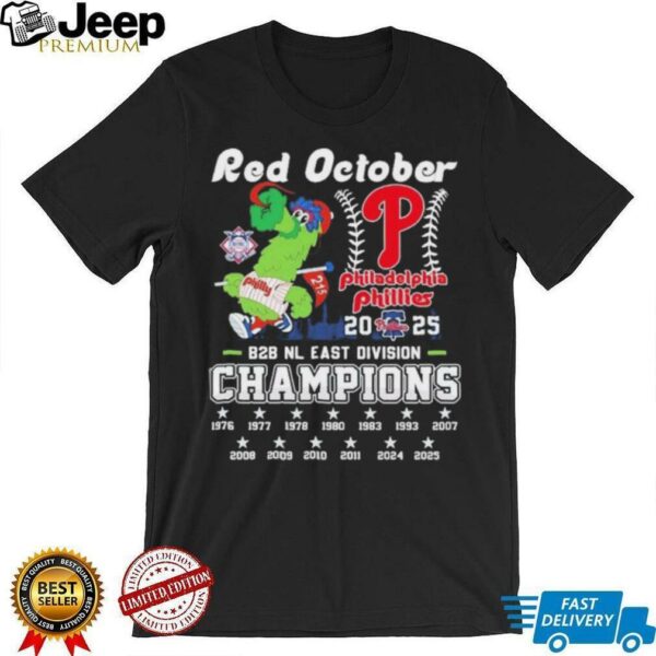 Official Philadelphia Phillies Back 2 Back NL East Division Champions Red October Shirt