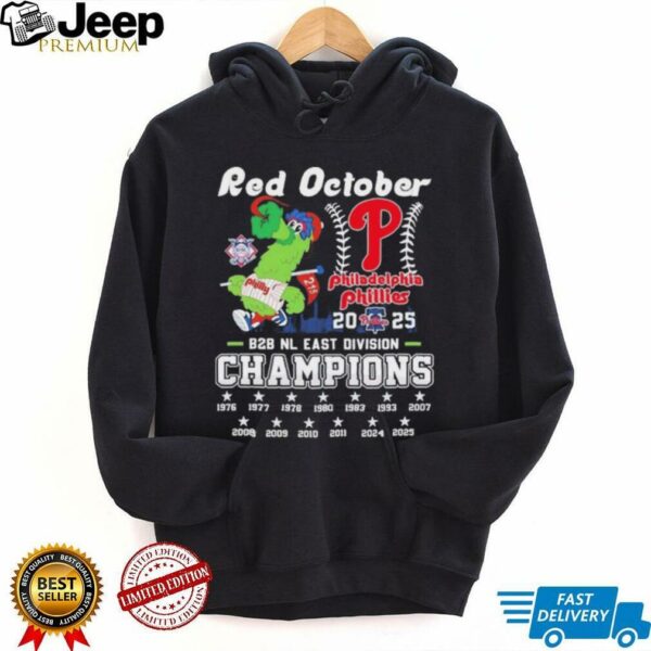 Official Philadelphia Phillies Back 2 Back NL East Division Champions Red October Shirt