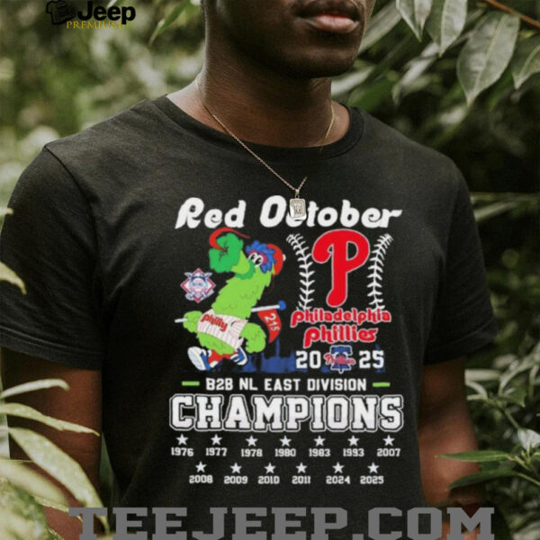 Official Philadelphia Phillies Back 2 Back NL East Division Champions Red October Shirt