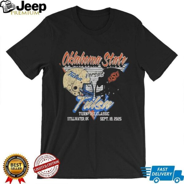 Oklahoma State Cowboys vs Tulsa Hurricanes 2025 football helmet shirt