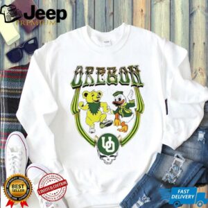 Oregon Ducks mascot with Grateful Dead Football NFL 2025 vintage shirt Oregon Ducks mascot with Grateful Dead Football NFL 2025 vintage shirt