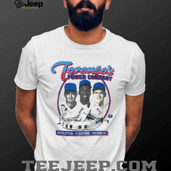 Paul Molitor Joe Carter and John Olerud Toronto Blue Jays baseball Toronto’s Power Company shirt