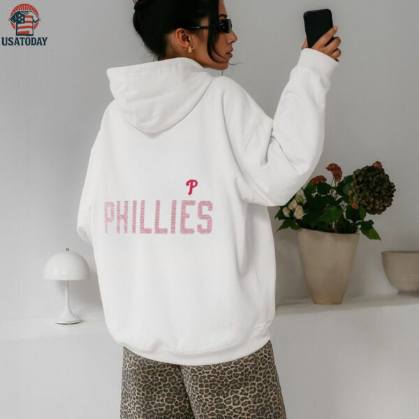 Philadelphia Phillies G III 4Her by Carl Banks Women’s Super Slim Fit Lightweight Dot Print V Neck T Shirt