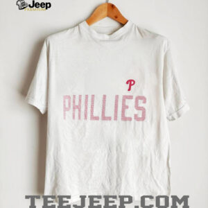 Philadelphia Phillies G III 4Her by Carl Banks Women's Super Slim Fit Lightweight Dot Print V Neck T Shirt
