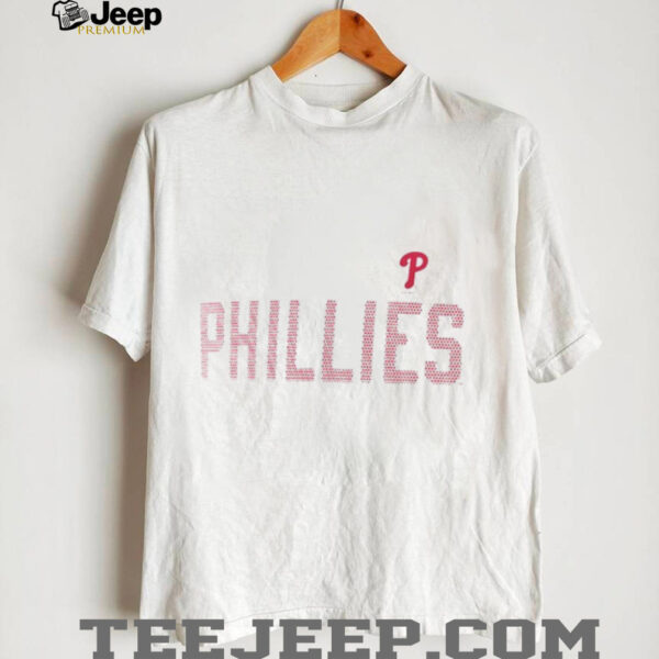 Philadelphia Phillies G III 4Her by Carl Banks Women’s Super Slim Fit Lightweight Dot Print V Neck T Shirt