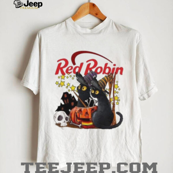 Red Robin X Black Cat Witch Halloween 2025 T shirt