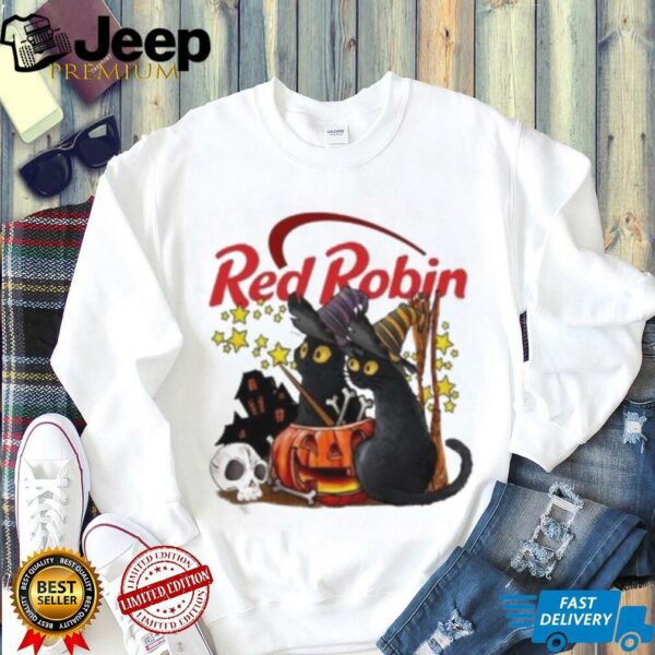 Red Robin X Black Cat Witch Halloween 2025 T shirt