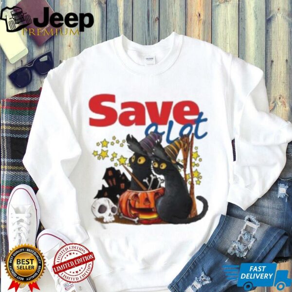 Save A Lot X Black Cat Witch Halloween 2025 T shirt