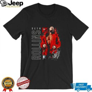 Seth Rollins celebration smile gritty shirt