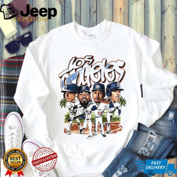 Shohei Ohtani Teoscar Hernández Mookie Betts Freddie Freeman Los Angeles Dodgers caricature MLB summer shirt