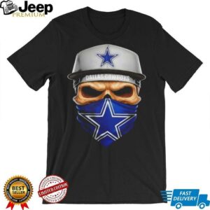 Skull wearing a face scarf Dallas Cowboys football shirt Skull wearing a face scarf Dallas Cowboys football shirt