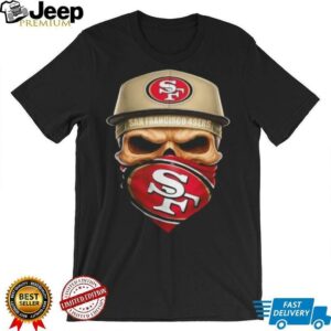 Skull wearing a face scarf San Francisco 49ers football shirt Skull wearing a face scarf San Francisco 49ers football shirt