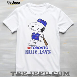 Snoopy in a Toronto Blue Jays baseball logo shirt