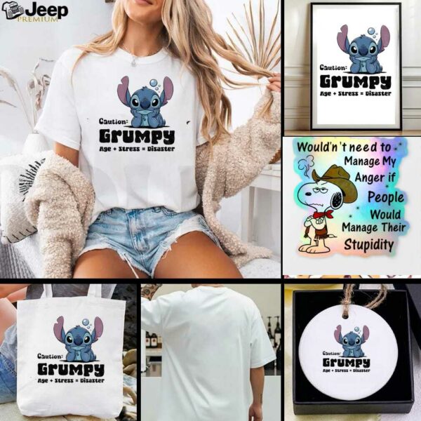 Stitch caution grumpy age stress disaster t shirt
