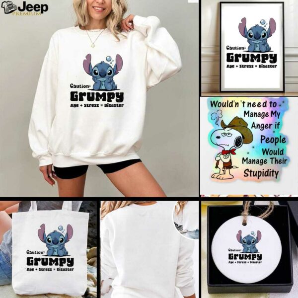 Stitch caution grumpy age stress disaster t shirt
