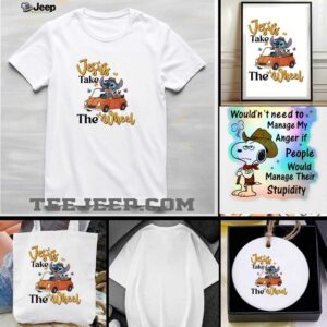 Stitch driving car Jesus take the wheel t shirt