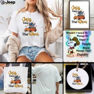 Stitch driving car Jesus take the wheel t shirt