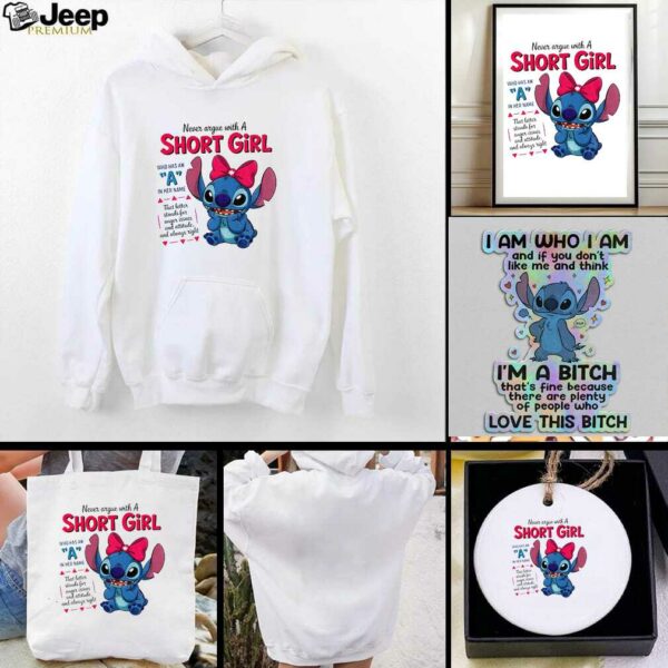 Stitch never argue with a short girl who has an a in her name that letter stands for anger issues t shirt